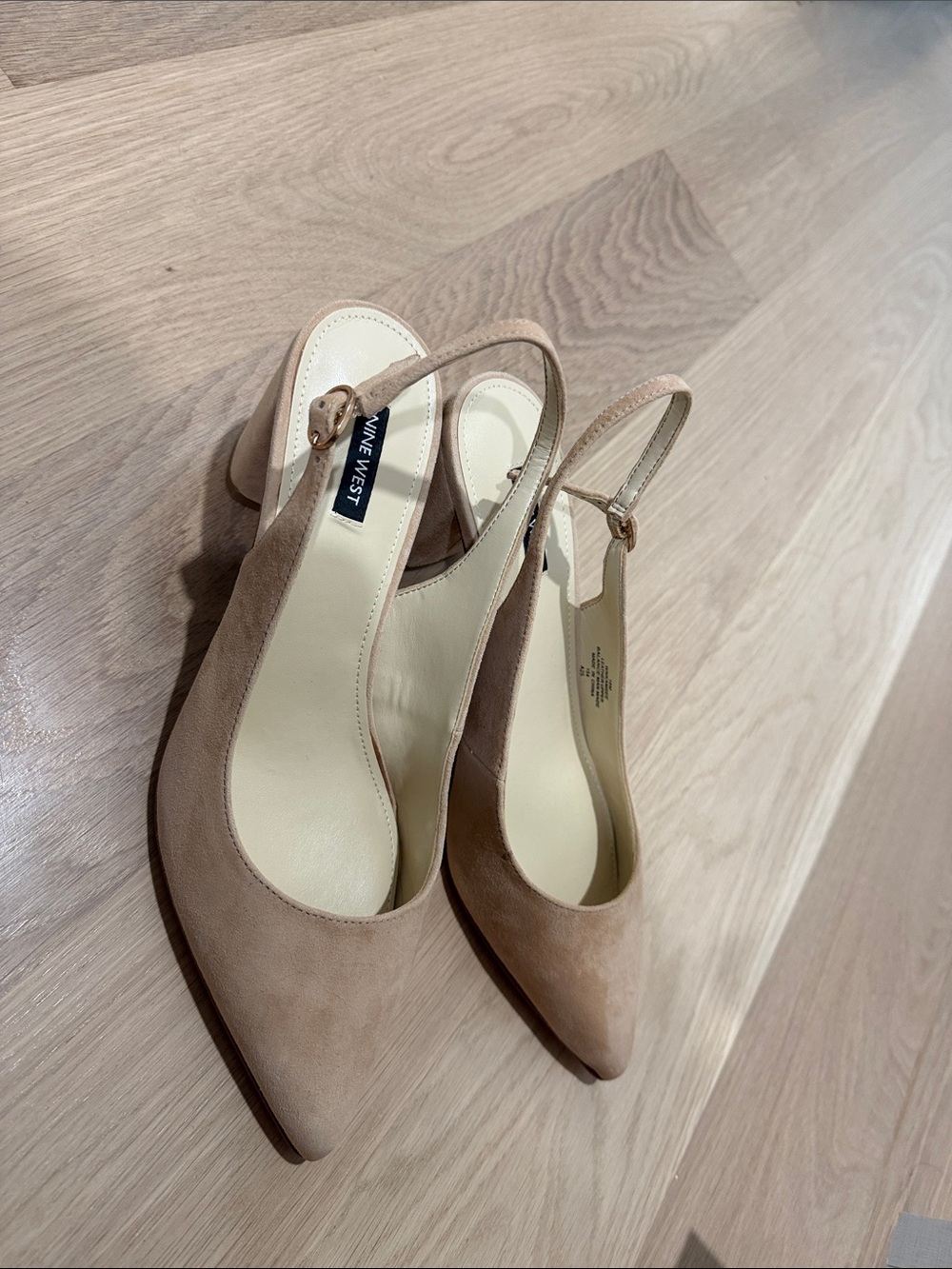 Nine West Beige Suede Slingback Pumps